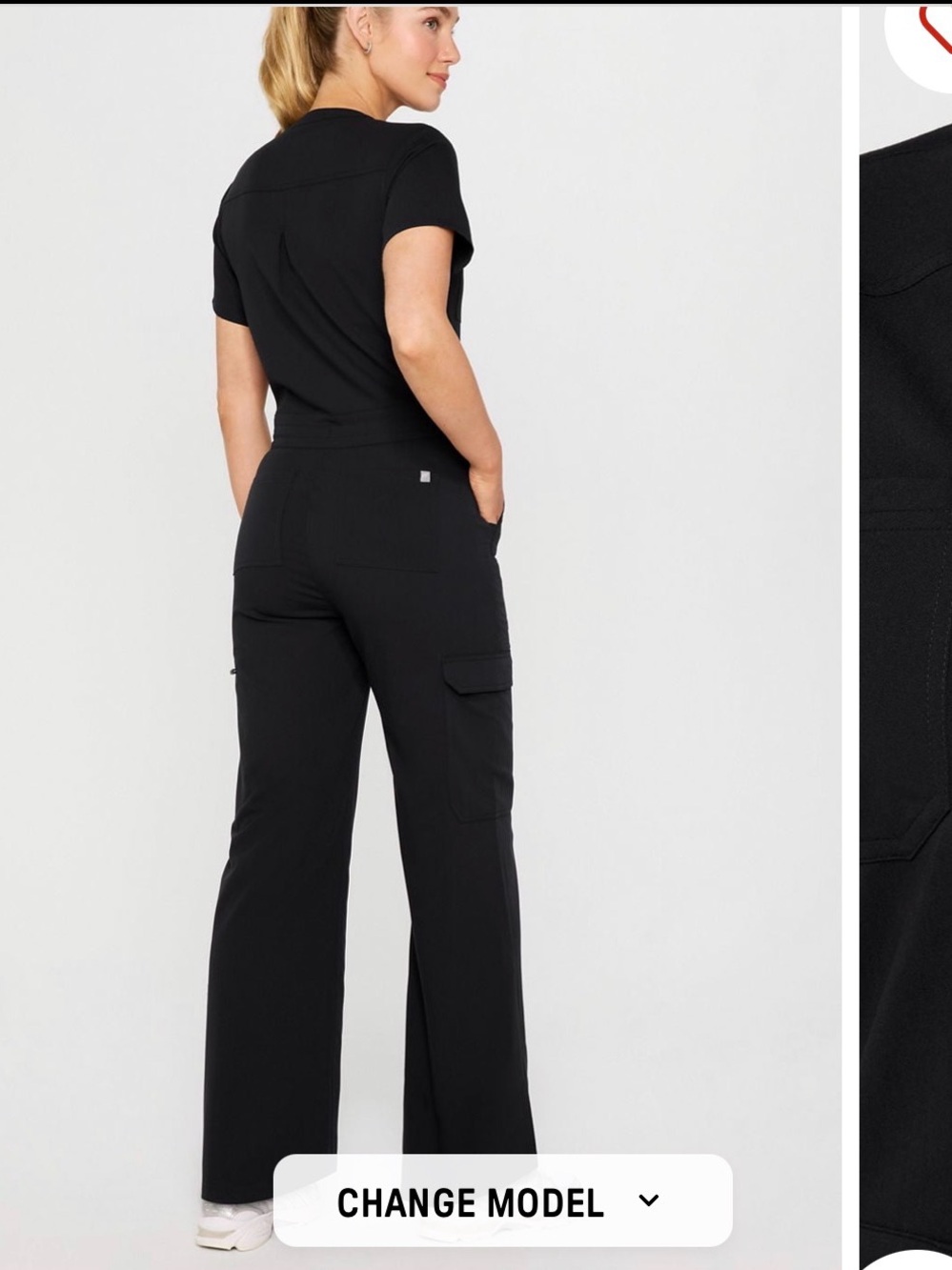 Fabletics Black Utility Scrub Jumpsuit with Gray Drawstring - Picture 5 of 11